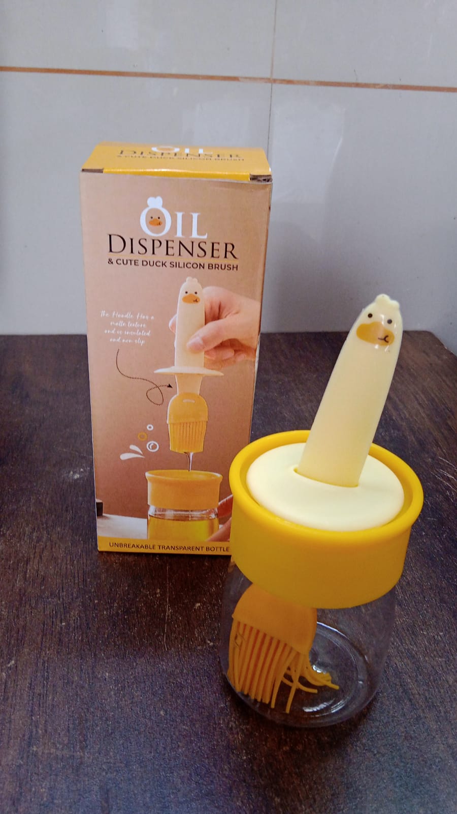 Neat Space Boutique oil dispenser with basting brush – full set dimensions and capacity