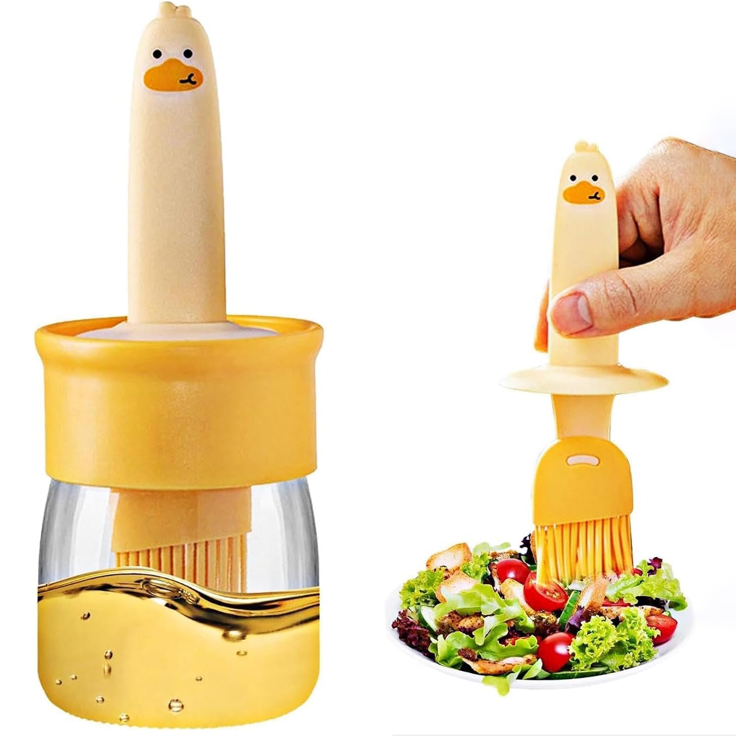 Oil dispenser bottle with brush applicator – controlled oil flow for healthy cooking